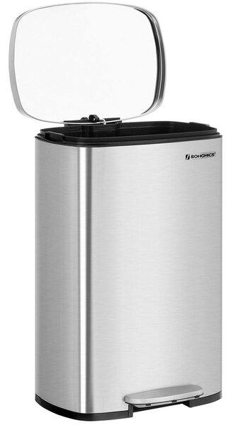 Koš za smeti TIDY s tihim zapiranjem, 50 l, srebrna SongmicsHome