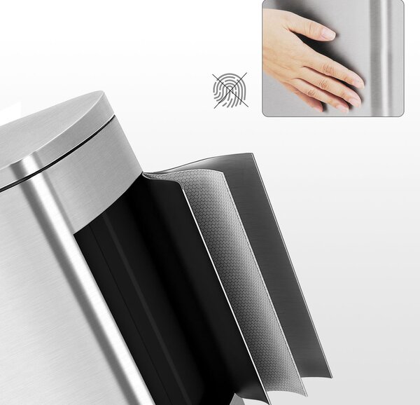 Koš za smeti TIDY s tihim zapiranjem, 50 l, srebrna SongmicsHome