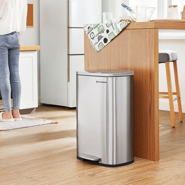 Koš za smeti TIDY s tihim zapiranjem, 50 l, srebrna SongmicsHome