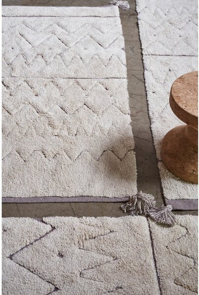 Kremno bela pralna ročno tkana bombažna preproga 90x130 cm Azteca – Lorena Canals