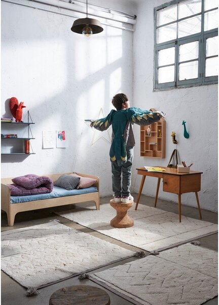 Kremno bela pralna ročno tkana bombažna preproga 90x130 cm Azteca – Lorena Canals