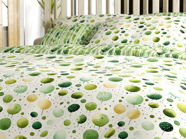 Krep posteljnina ZELENA DREVESA POLY zelena Dimenzije posteljnine: 70 x 90 cm | 140 x 200 cm