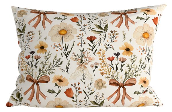 Polibombažni prevleka za vzglavnik FLORAL RIBBON POLY 70x90 cm, kremna