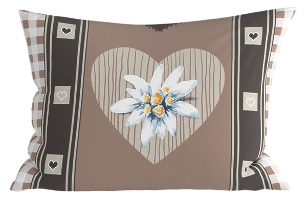 Polibombažna prevleka za vzglavnik HEART RETRO POLY 50x70 cm, rjava