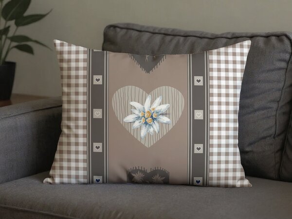 Polibombažna prevleka za vzglavnik HEART RETRO POLY 70x90 cm, rjava
