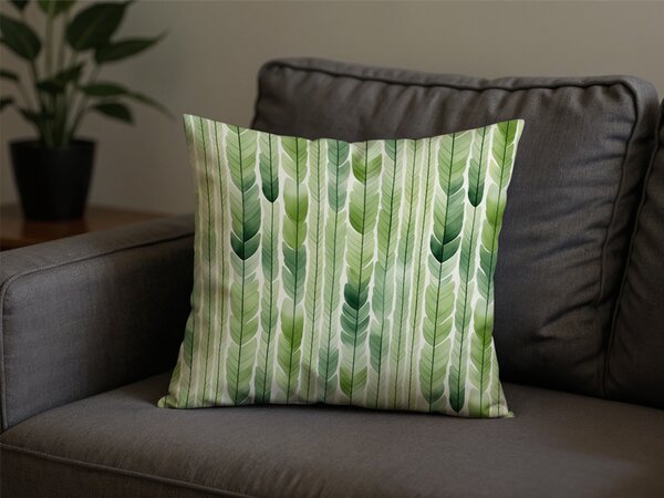 Poliester-bombažna prevleka za vzglavnik GREEN TREES POLY 45x45 cm, zelena