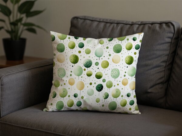 Poliester-bombažna prevleka za vzglavnik GREEN TREES POLY 45x45 cm, zelena