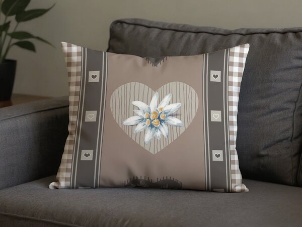 Polibombažna prevleka za vzglavnik HEART RETRO POLY 50x70 cm, rjava