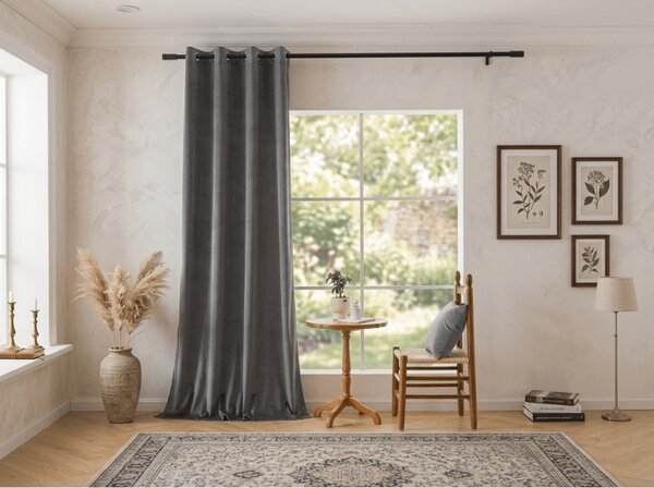 Zatemnitvena zavesa DREAM VELVET 140x250 cm, temno siva Za obesiti: Kovinski obročki