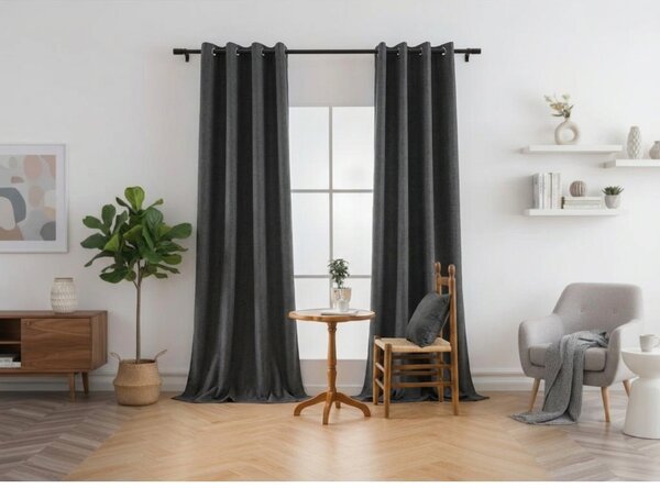 Zatemnitvena zavesa DREAM VELVET 140x250 cm, temno siva Za obesiti: Kovinski obročki