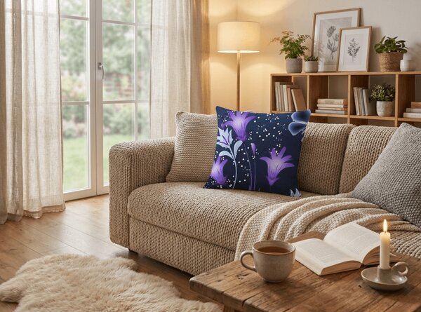 Prevleka za vzglavnik iz mikrovlaken VIOLET BUTTERFLY 45x45 cm, temno modra