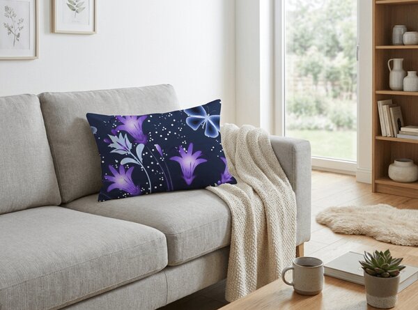 Prevleka za vzglavnik iz mikrovlaken VIOLET BUTTERFLY 50x70 cm, temno modra