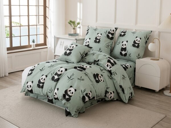 Posteljnina iz mikrovlaken PANDA RELAX mentol Dimenzije posteljnine: 70 x 90 cm | 140 x 200 cm