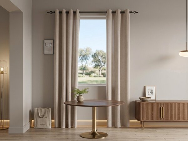 Zavesa TAVIO 140x250 cm, svetlo bež Za obesiti: Kovinski obročki