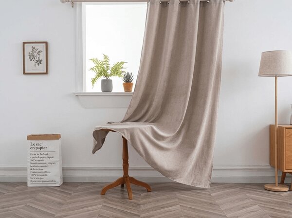 Zavesa TAVIO 140x250 cm, svetlo bež Za obesiti: Kovinski obročki