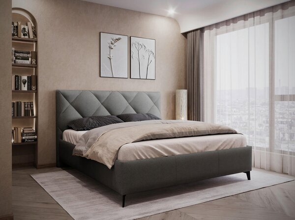 OBLAZINJENA POSTELJA 180 cm x 200 cm , tekstil antracit