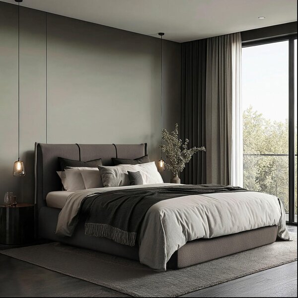 OBLAZINJENA POSTELJA 140 cm x 200 cm , les, tekstil, leseni material rjava