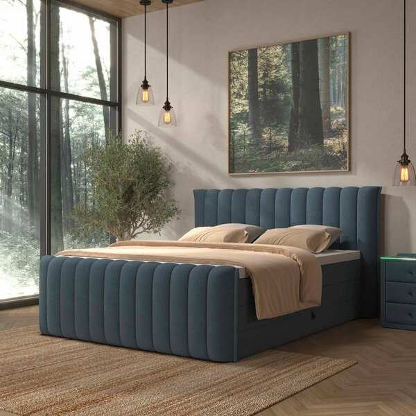 Premium Living Postelja Boxspring Lina, Modra, 160x200