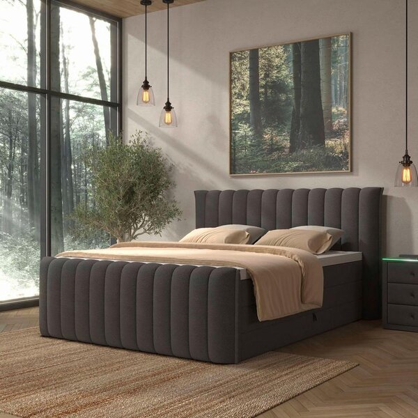 Premium Living Postelja Boxspring Lina, Antracit, 160x200
