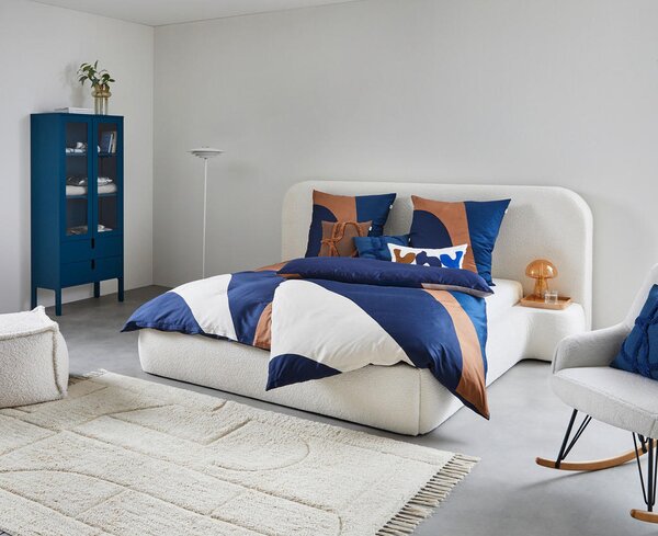 OBLAZINJENA POSTELJA 180 cm x 200 cm , tekstil, leseni material bela