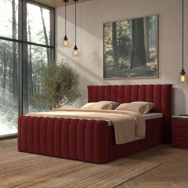 Premium Living Postelja Boxspring Lina, Rdeča, 160x200