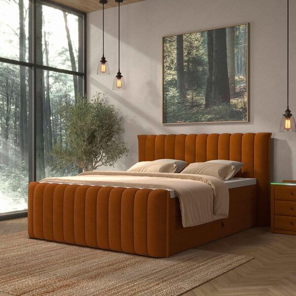 Premium Living Postelja Boxspring Lina, Opečnato Rjava, 160x200