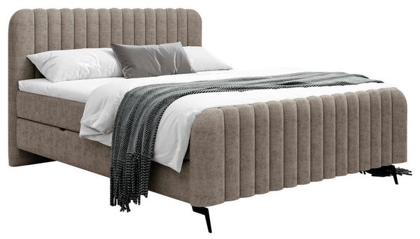 POSTELJA Z VZMETNICO 160 cm x 200 cm , les, tekstil, leseni material rjava