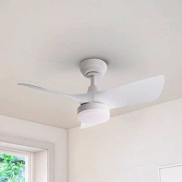 Schuller Valencia LED stropni ventilator Tropic, bel, Ø 76 cm, tih, CCT, zatemnjen, Bela, Dnevna soba / jedilnica, Plastika, Sodobni