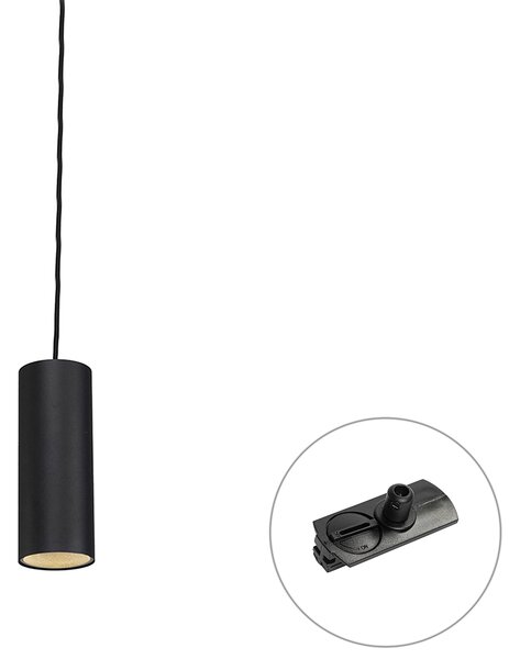 Dizajnerska viseča svetilka črna vklj. adapter za tirnico 1-fazna - Iconic Tubo