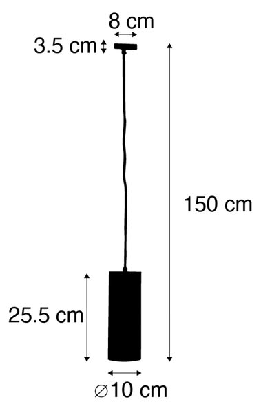 Dizajnerska viseča svetilka črna vklj. adapter za tirnico 1-fazna - Iconic Tubo