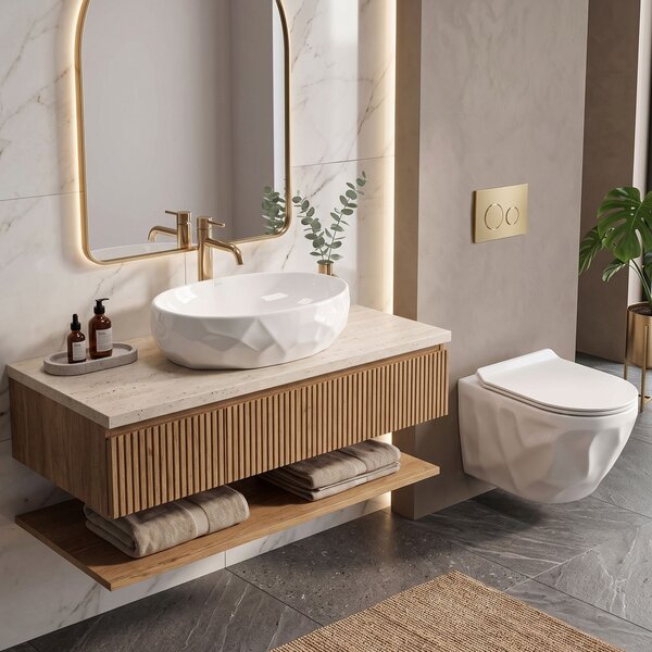 Set viseča WC školjka REA Gustavo Rimless + nadpultni umivalnik Maya