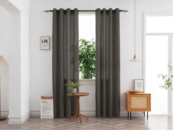 Zavesa TAVIO 140x250 cm, sivo-rjava Za obesiti: Kovinski obročki