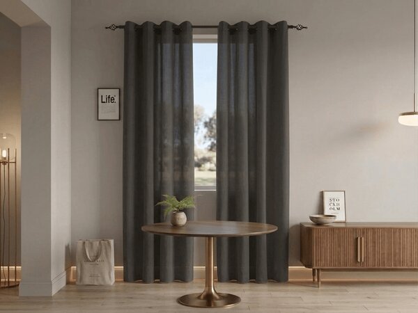 Zavesa TAVIO 140x250 cm, sivo-rjava Za obesiti: Kovinski obročki
