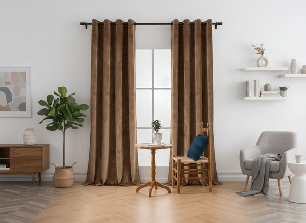 Zatemňovací závěs DREAM VELVET 140x230 cm, skořicově hnědý Za obesiti: Kovinski obročki