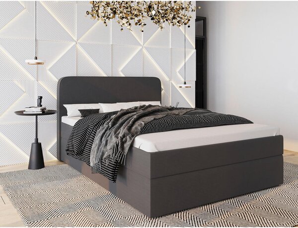 POSTELJA Z VZMETNICO 140 cm x 200 cm , tekstil antracit