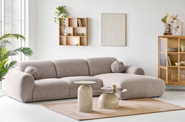 Bež okrogla klubska mizica s stekleno mizno ploščo ø 70 cm Ravello – House Nordic