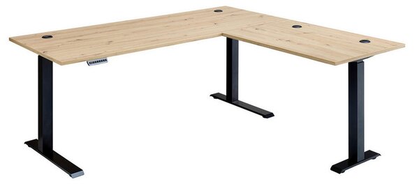 KOTNA PISALNA MIZA kovina, leseni material črna, hrast artisan