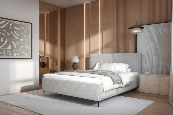 OBLAZINJENA POSTELJA 180 cm x 200 cm , les, tekstil, leseni material siva