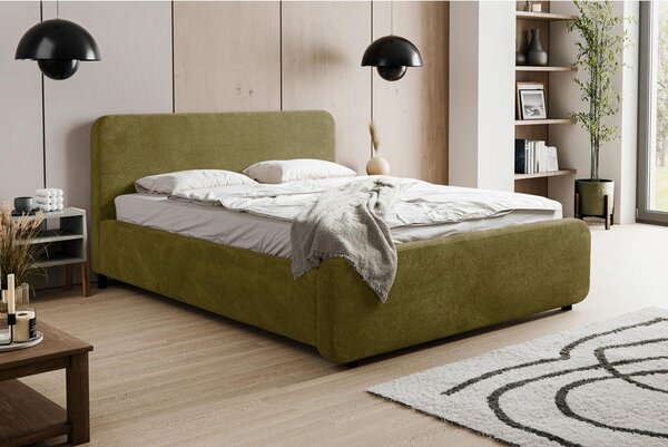 OBLAZINJENA POSTELJA 140 cm x 200 cm , les, umetna masa, tekstil, leseni material zelena