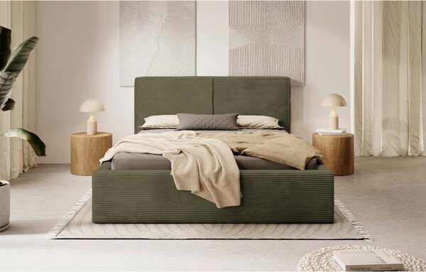OBLAZINJENA POSTELJA 180 cm x 200 cm , les, tekstil, leseni material svetlo zelena