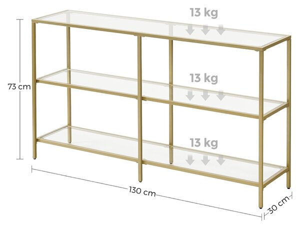 Sodobna konzolna miza s stekleno polico, zlate barve | VASAGLE