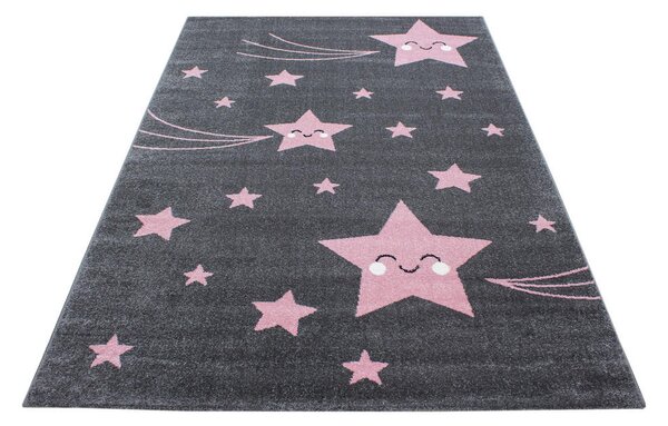 OTROŠKA PREPROGA Kids 120/170 cm tkano siva, pink