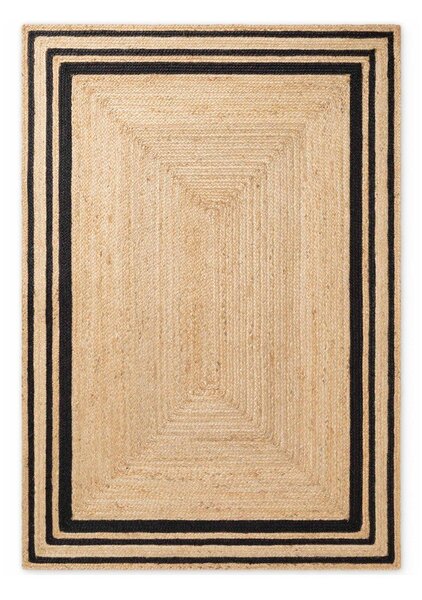 Obojestranska ročno tkana preproga iz jute v črni in naravni barvi 120x170 cm Jutta – Hanse Home