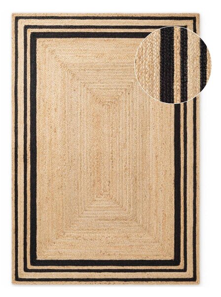 Obojestranska ročno tkana preproga iz jute v črni in naravni barvi 120x170 cm Jutta – Hanse Home