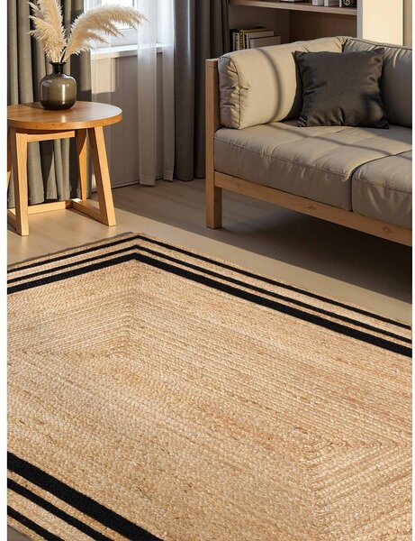 Obojestranska ročno tkana preproga iz jute v črni in naravni barvi 120x170 cm Jutta – Hanse Home