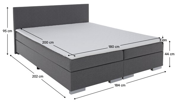 KONDELA Boxspring postelja, siva, 180x200, ADARA