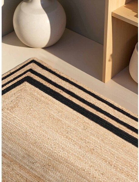 Obojestranska ročno tkana preproga iz jute v črni in naravni barvi 120x170 cm Jutta – Hanse Home
