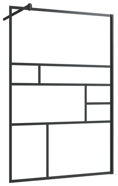 VidaXL Pregrada za tuš s prozornim ESG steklom 115x195 cm črna