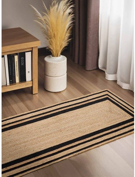 Obojestranski ročno tkan tekač iz jute v črni in naravni barvi 70x200 cm Jutta – Hanse Home