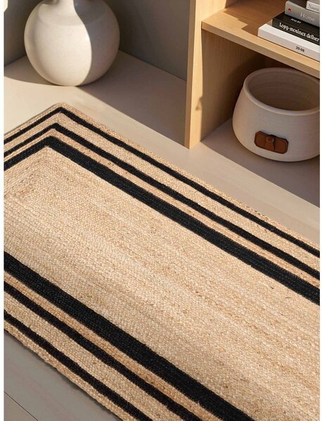 Obojestranski ročno tkan tekač iz jute v črni in naravni barvi 70x200 cm Jutta – Hanse Home